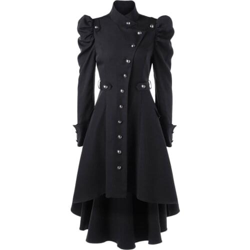 Women Vintage Coat Steampunk Long Coat Gothic Overcoat Ladies Retro Jacket Luxury Brand Dovetail Veste Femme Куртка Женская @40