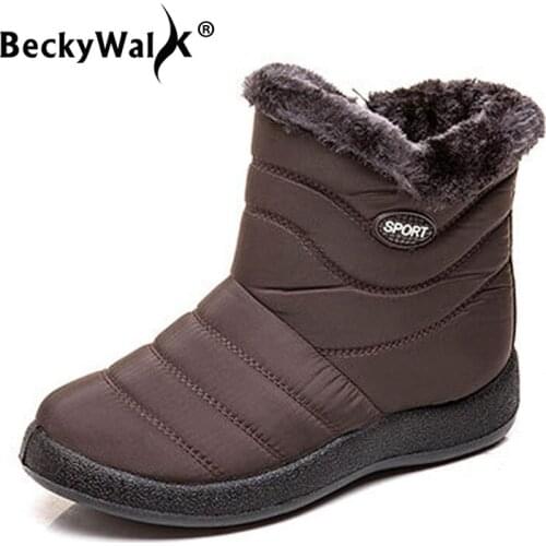 Snow Boots Women Zip Winter Mother Shoes Woman Warm Fur Comfortable Ankle Boot Female Casual botas mujer Plus Size 43 WSH3426
