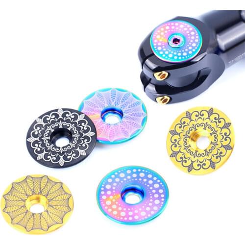 Risk 1 set Lightweight Titanium Alloy Bicycle Headset Cap + M6*30mm Bike Headset Stem Bolt 3 Colors Headset Screw Bicycle Parts