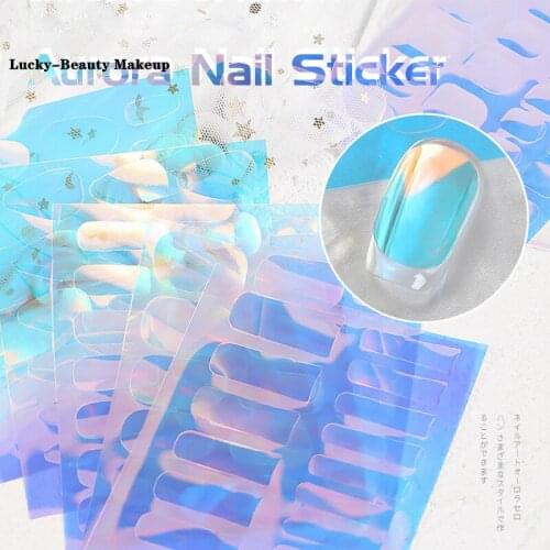 1pc Aurora Nail Sticker Ice Transfer Laser Cellophane Finished Product 3D Foil Nail Art Decoration Manicure Tools For Gel Polish