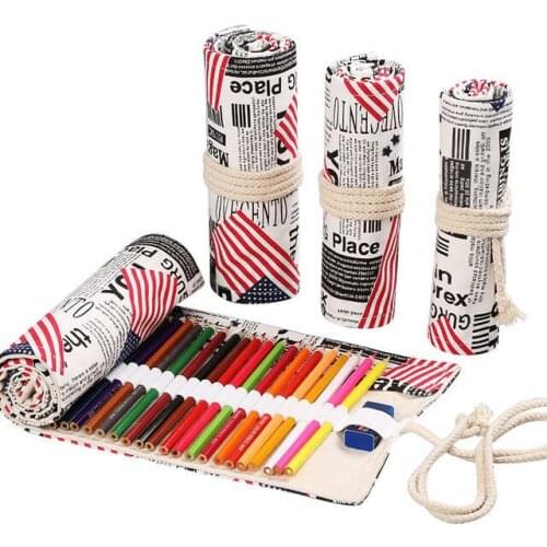 12/24/36/48 Roll School Pencil Case Kawaii Round Pencil Bag Penal for Girls Boys Cute Large Pen Box Office Stationery Storage