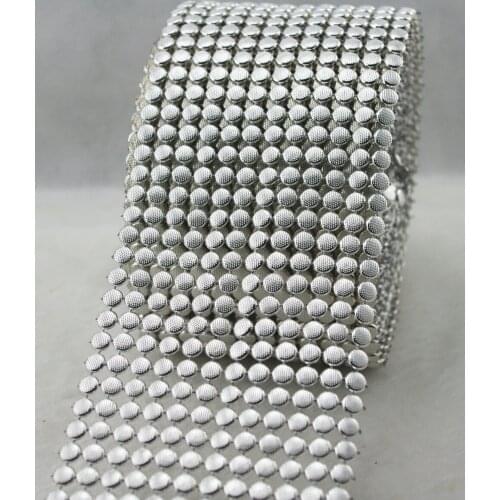 12Row Button Mesh Ribbon Silver Diamante Wedding Table Crystal Wrap