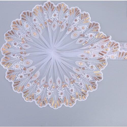 15Yards Lace Trim Mesh Net Embroidery Applique DIY Sewing Craft Sequins Fabric for Girl Dresses