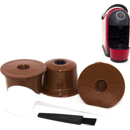 3x Coffee Machines Reusable Capsule Coffee Cup Filter Stainless Steel Refillable Coffee Cup Holder Pod Strainer With Spoon Brush