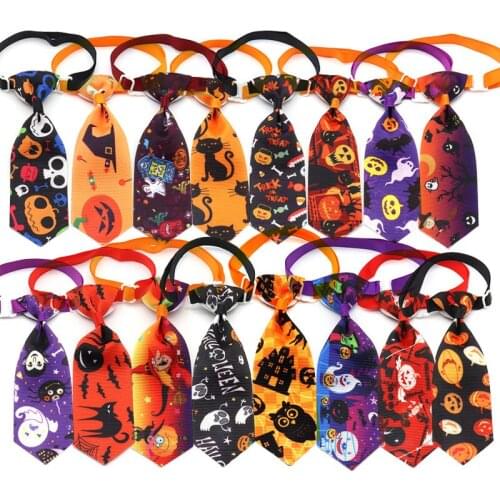 30/50 Pcs Halloween Dog Pets Grooming Accessories Pumpkin Skull Small Mdium Pets Dog Cat Necktie Bow Ties Holiday Decoration