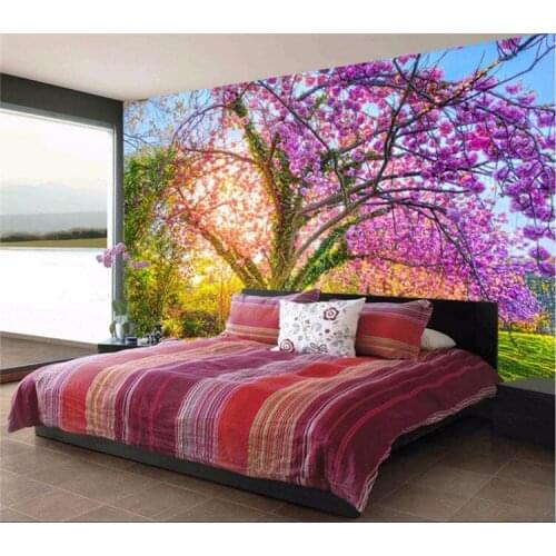 3D custom photo wallpaper three-dimensional flower green landscape abstract tree cherry garden wall modern minimalist room mural