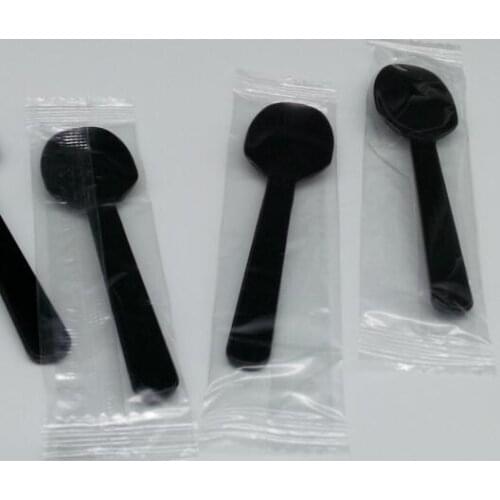 5000pcs black Disposable individual packing Cake Ice Cream spoon plastic spoon