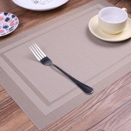 6/4pcs Gold Placemat Washable PVC Dining Table Mats Diagonal frame Teslin Stain-Resistant Cloth Disc Bowl Coaster Non-slip Pad