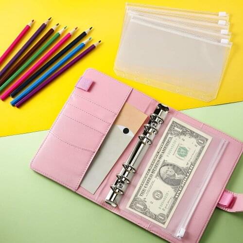 A6 Pu Leather Notebook Binder Budget Planner Organizer Cash Budget Envelope System Book Replacement Cover Simple Stationary