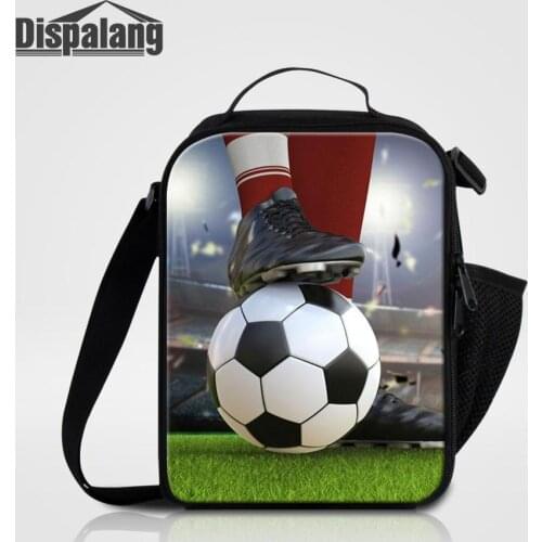 Dispalang Men Insulated Lunch Bag Football Printed Boy Portable Messenger Cooler Bags Basketball Soccer Crossbody Food Lunch Box