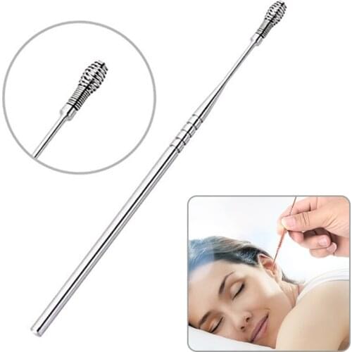 1PC Double-ended Stainless Steel Spiral Ear Pick Spoon Ear Wax Removal Cleaner Ear Care Beauty Tool Kit Multi-function Portable