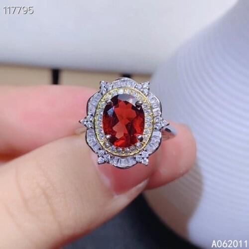 KJJEAXCMY fine jewelry natural garnet 925 sterling silver luxury gemstone women new adjustable ring support test