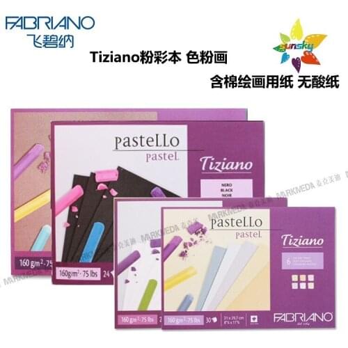 Fabriano Tiziano,Pastel Paper Pad,160g,6 Soft Colours/6 brizzati colours,Ideal for pastel, charcoal, graphite, pencil