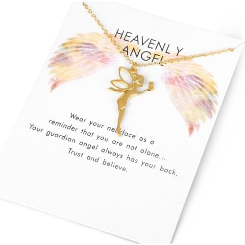 Tooth Fairy Pendant Golden Necklace Fairy Wings for Children Who Change Tooth Angel Baby Tooth Beautiful Meaning To Children