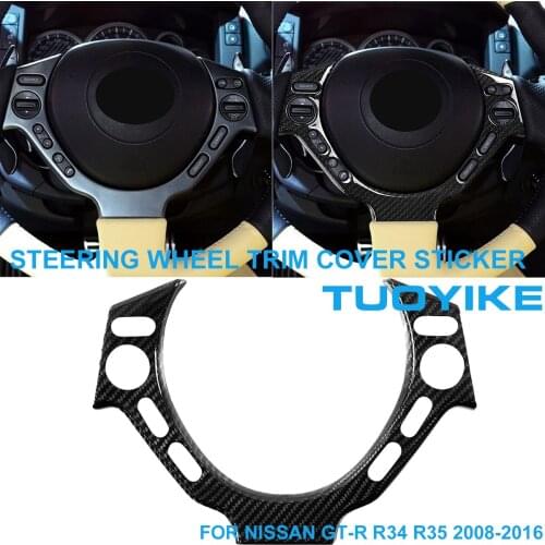 LHD RHD Car Styling Real Carbon Fiber Steering Wheel Central Trim Cover Panel Sticker Holder For Nissan GTR GT-R R35 2008-2016