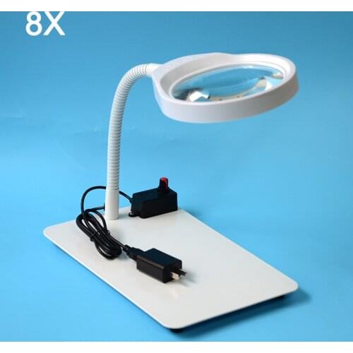 Multifunctional Desktop Magnifier Jewelry Loupe Adjustable Angle Reading Watch Repair Magnifying Glass LED Desk Lamp