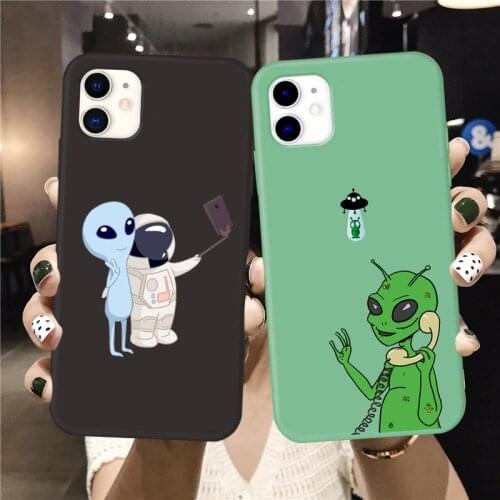 Funny Art Cute Cartoon alien space Soft Silicone Phone Case Cover For iPhone 7 6s 8 Plus X XR XS MAX 12 11 pro max SE 2020 Shell