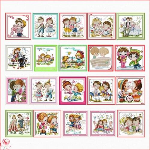 Cartoon Lovers Cross stitch kits 11ct 14ct Counted Printing Patterns Canvas Embroidery Kit DMC Line Number DIY Needlework set