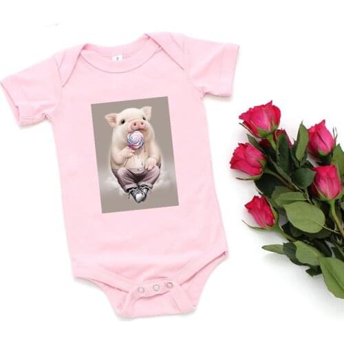 Novelty Cartoon Newborn Baby Bodysuits Kawaii Pink Little Pig Baby Girl Clothes Korean Trend Ulzzang Vetement Bebe Garcon 0-24M