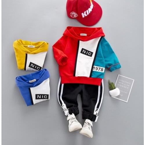 0-4 Year High Quality Boy Girl Clothing Set2021 New Fashion Active Patchwor Kid Suit Children Baby Clothing Hoodies+pant
