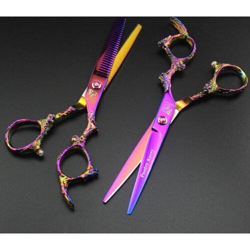 6inch Monster Handle High-end Salon Hairdressing Scissors Barber Hairdresser Flat Cut Teeth Scissors Thin Cut Hairdressing knife