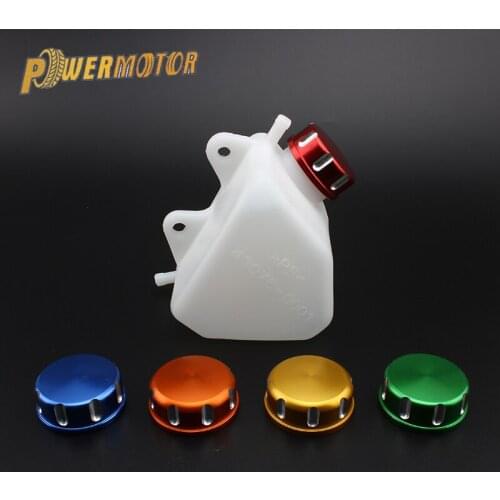 Motorcycle Plastic Water Coolant Reservoir Tank CNC Caps Coolant Reservoir Tank Radiator Overflow for Kawasaki KLX 250 KLX250