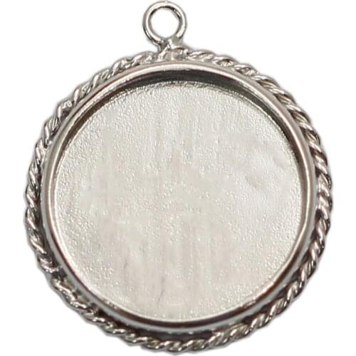 Beadsnice 925 Sterling Silver Customizable Lacework Pendant Round Blank BaseTrays