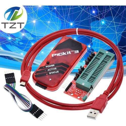 TZT PICKIT3 PIC KIT3 PICKIT 3 Programmer Offline Programming PIC Microcontroller Chip Monopoly+PIC Programmer adapter seat