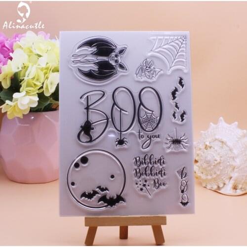 CLEAR STAMPS Halloween Spider Web Bat BOO To You Scrapbooking Handmade Card Album Paper Craft Rubber Transparent Silicon Stamp
