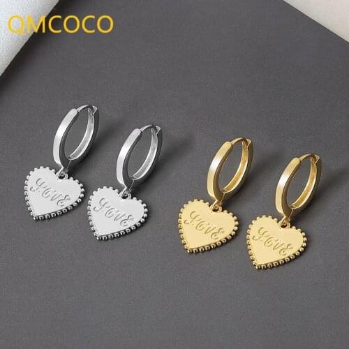 QMCOCO 925 Silver Earrings Charm Women Trendy Jewelry Vintage Simple Retro Party Accessories Gifts Heart Love Earring
