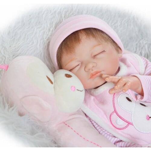 50CM lifelike bebe reborn doll full silicone sleeping newborn babies reborn cuddly baby doll real size detail painted
