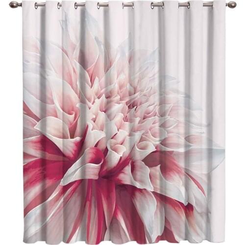 Pink Flower 3D Room Curtains Large Window Curtain Lights Living Room Kitchen Fabric Drapes Decor Curtain Panels