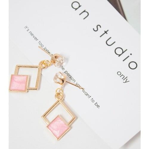 Earrings New Fashion Hollow Geometric Quadrilateral Dangling Long Statement Drop Earrings For Women Crystal Jewelry Wholesale