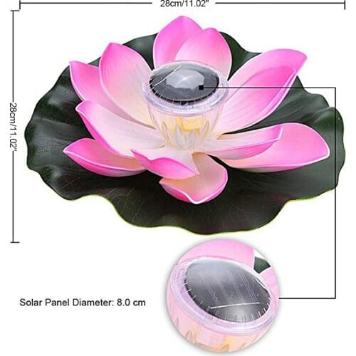 Solar Powered Multi-Colored LED Lotus Flower Lamp RGB Water Resistant Outdoor Floating Pond Night Light Auto On/Off for Garden