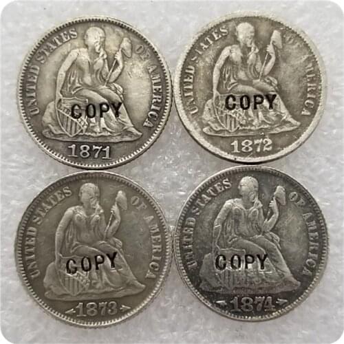 USA (1871,1872,1873,1874 )-CC Seated Liberty Dime COPY COINS