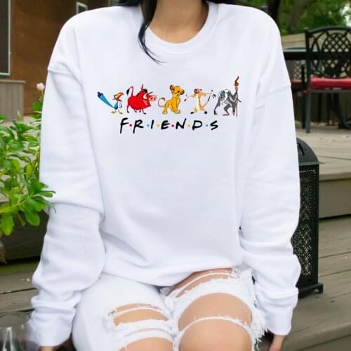 The Lion King Friends Graphic Sweatshirt Simba and His Friends Pullover Jumpers Animal Kingdom Funny Cartoon Print Hoodie