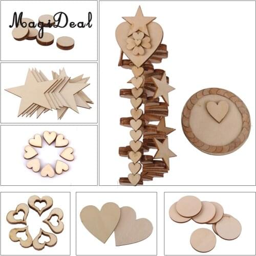 MagiDeal Delicate 3mm Thick Star Shape Wooden Embellishments for Card Making Scrap Booking Decoupage DIY Crafts 25Pcs 50mm