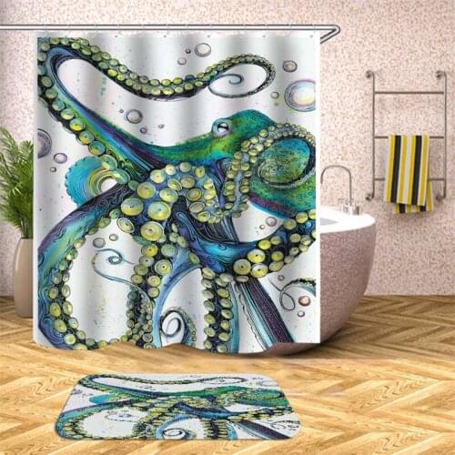 Funny Octopus Animal Shower Curtain 3D 45X75 cm Sets In The Bathroom Modern Fixture Bathrooms Curtains