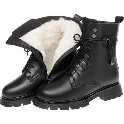 ZXRYXGS Winter Plush / Wool Martin Boots Warm Snow Boots 2021 Top Cowhide Leather Boots Non-slip Elegance Women Boots Big Size