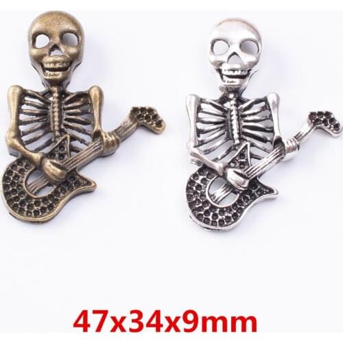 6 pieces of retro metal zinc alloy Skull pendant for DIY handmade jewelry necklace making 7145