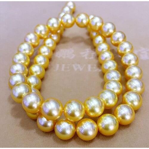 8-8.5 Akoya gold natural seawater pearl fine jewelry AAAA 18INCH