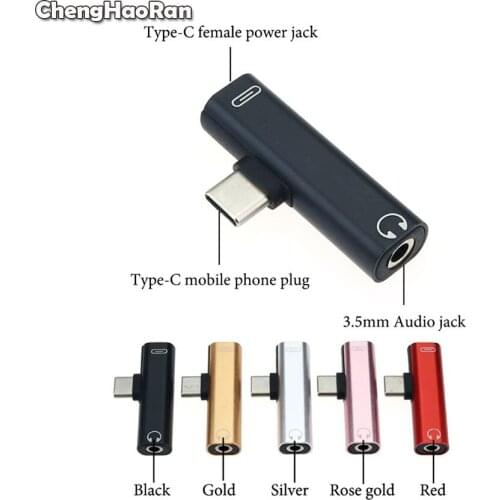 ChengHaoRan 2 In 1 Type C To 3.5mm Jack Earphone Charging Converter USB Type-C Audio Adapter for Xiaomi 6 8 Huawei P10 Mate 20