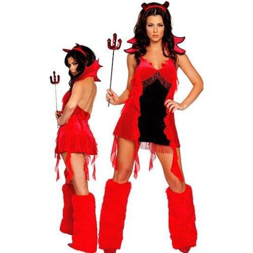 Free Shipping Hot Popular Unique New Darling Devil Costume 3S1234 Sexy Halloween Costumes Sexy Devil Costumes Women