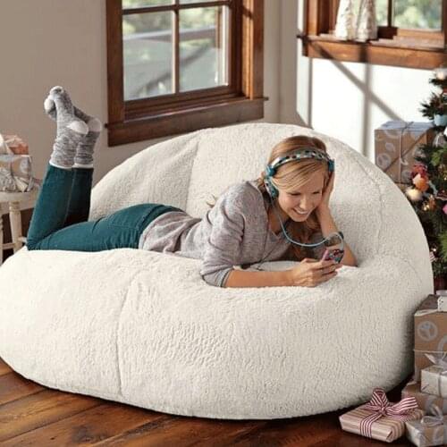 Big lamb velvet bean bag sofa set lazy sofa bed unfilled childrens adult balcony corner stool fluffy cushion
