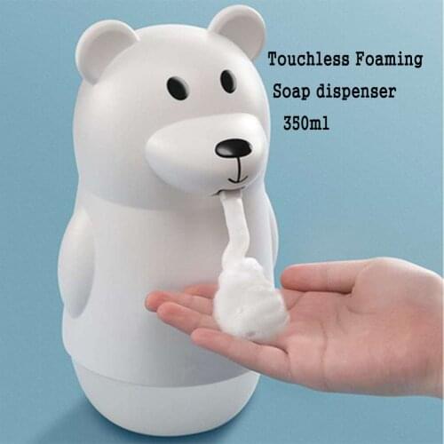 Cartoon Bear Family Liquid Soap Dispenser USB Rechargeable 350ML Automatic Dispenser Soap Foam Childrens Hand Sanitizer Machine