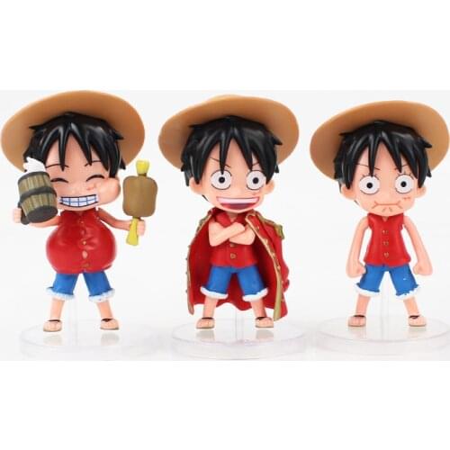 10cm 3pcs/lot Monkey D Luffy kawaii action figure model toy anime cute Luffy figure model gift for children