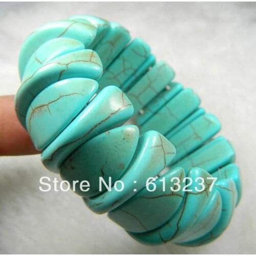 Hot free Shipping new Fashion Style diy 10-24mm Green Turkey calaite Bracelet 7.5'' MY3322