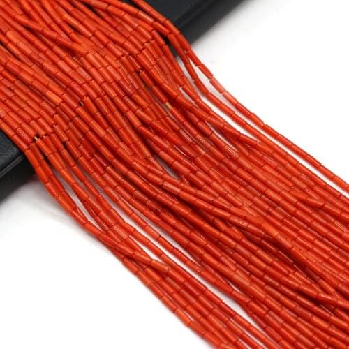 Hot Sale Natural Coral Cylindrical Spacer Beads Loose Beads for Jewelry Making DIY Necklace Bracelet Earrings Accessories