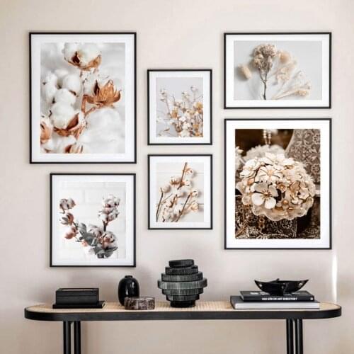 Autumn Plants Flower Cotton Wall Art Canvas Painting Room Decorative Nordic Prints Wall Decor Pictures For Posters Aesthetic