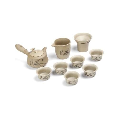 Japanese Style Stoneware Side Pot Tea Set Home Office Kungfu Black Tea Jin Jun Mei Oolong Teaware Company Activity Gift Box